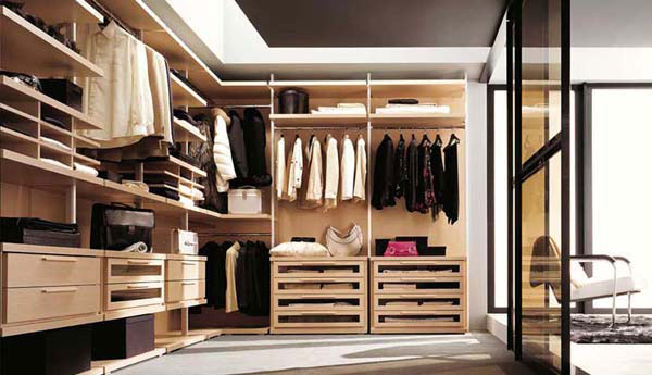 Elegant-Walk-in-Closet-Design-Idea-with-Wooden-Storage-Shelf-and-Glass-Wall